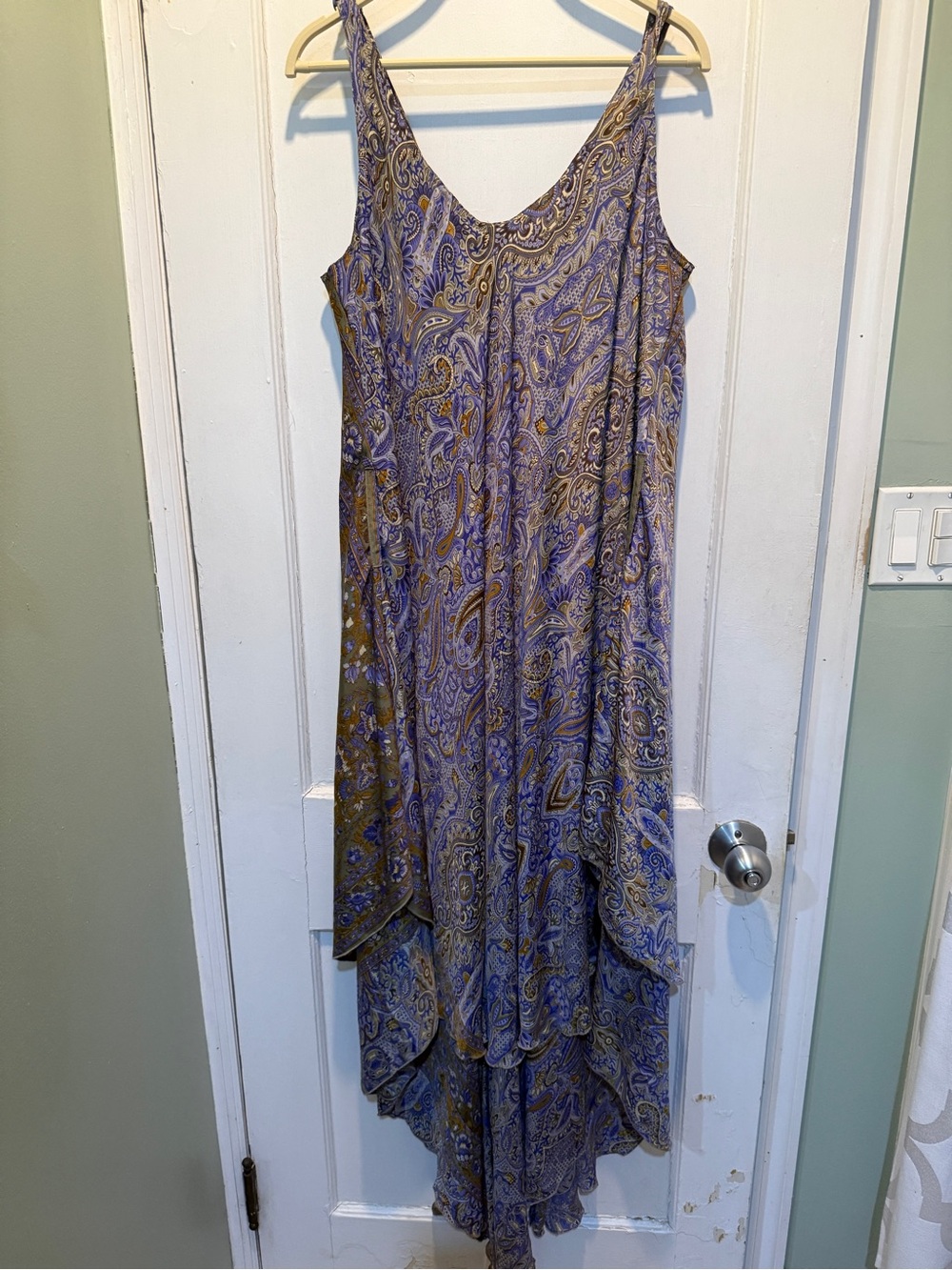Two toned bohoSleeveless Lavender Paisley High-Low Maxi Dress free size